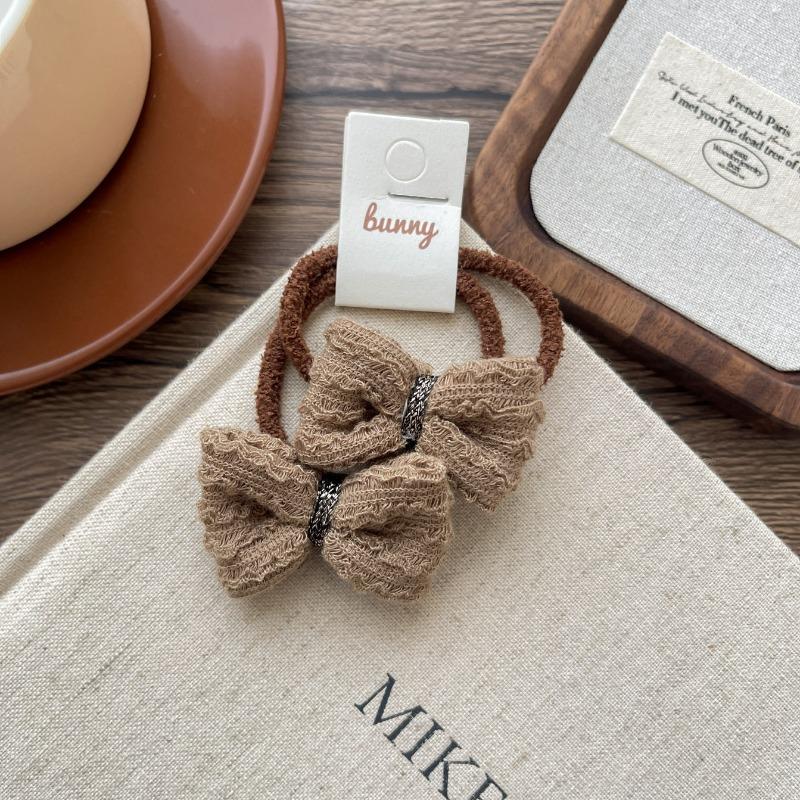 New Coffee-colored Sunflower Mushroom Children's Leather Band Bow with High Elasticity and No Damage To Hair Bands  Ponytail Hair Tie Headwear