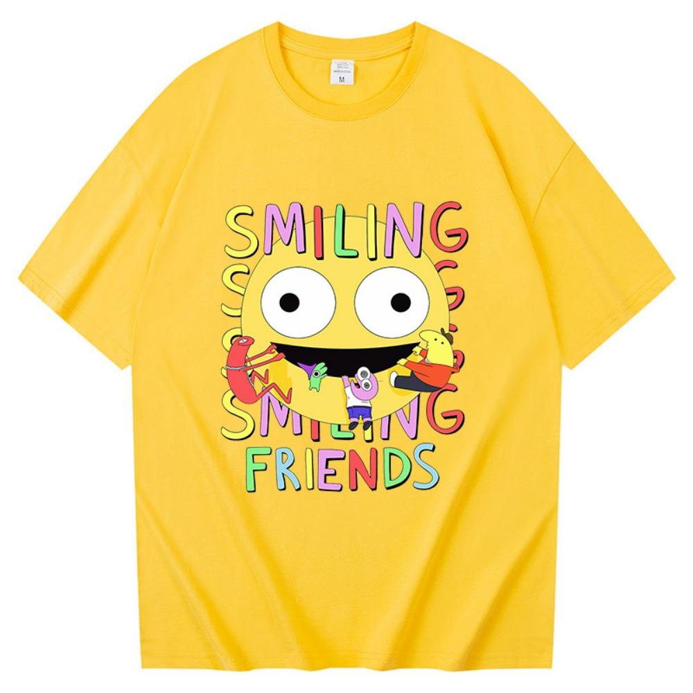 Smiling Friends Cartoon Print T-shirt Comfortable Men Women Summer Tee-shirt Cotton High Quality Tshirts Manga Funny Tees