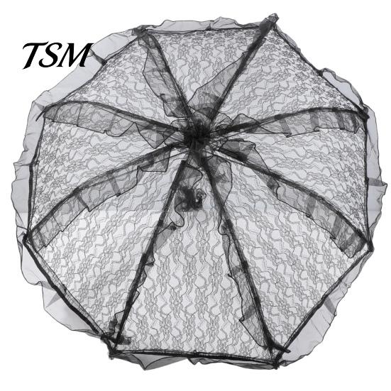 Black Lace Wedding Umbrella Vintage Gothic Umbrella, Bridal Parasol for Halloween Royal Style Witch Cosplay, Decoration, Stage Performance Props,