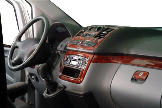 Накладки на панель Meric (Передняя часть -2025 вставки в салон) 2006-2014, Дерево для Mercedes Viano