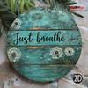 ANRRO Breathing Text Metal Sign Round Animated Inhale Exhale Wall Decor Rustproof Outdoor Garden Farmhouse