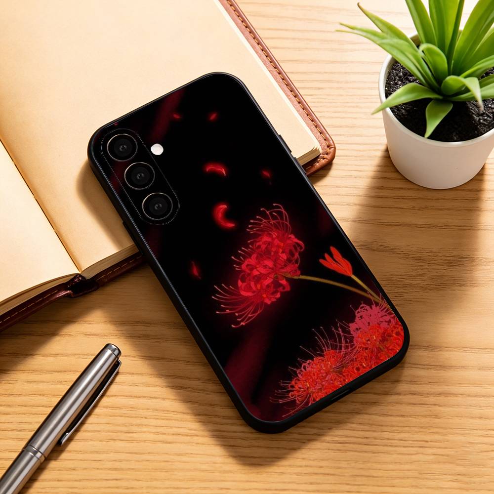 Ghoul Red Spider Lily Tokyo Phone Case For Samsung Galaxy A73,A72,A71,A70,A53,A52,A51,Soft Silicone Black Cover