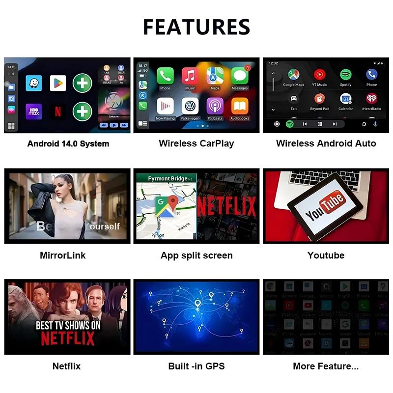 Android14 Wireless Carplay AI Box Android Auto Adapter 2/3IN1 WiFi TF Card For  Youtube Netflix Car Intelligent Systems 5GWiFi