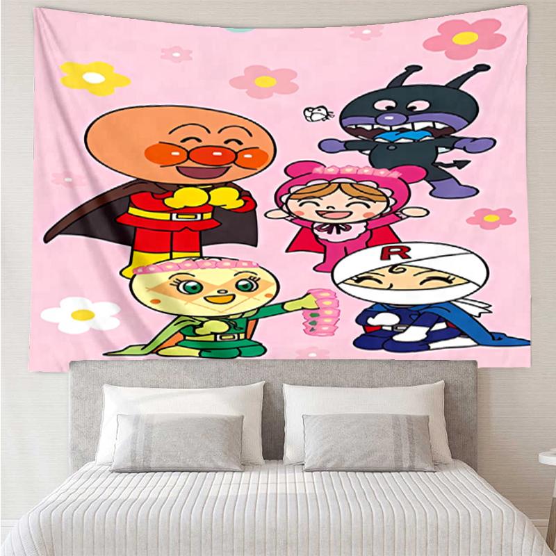 Anpanman Print Tapestry, Backdrop, Easy Setup, Ideal for Bedroom, Office & Living Room, with Aesthetic Wall Hanging Decor.