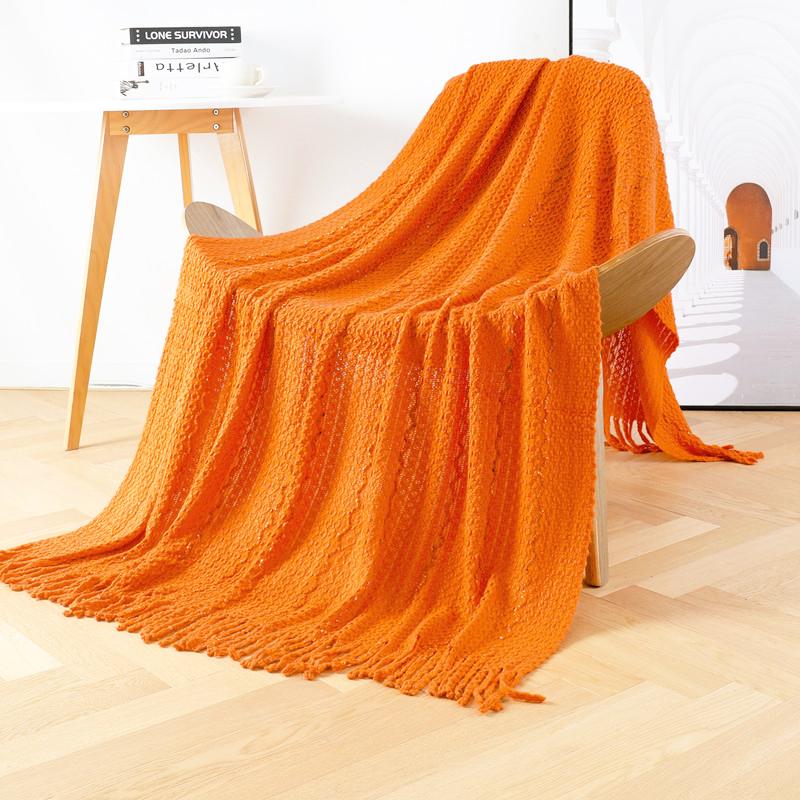 Knitted Blanket Colored Yarn Embellish Air Condition Office Nap Travel Throw Blankets Bedspread for Bed Sofa Decor Sofa Blankets