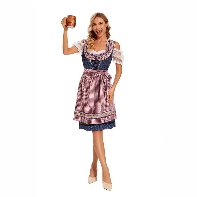 Oktoberfest Bavarian traditional festival party women's clothing, beer clothing, ethnic clothing set plaid skirt