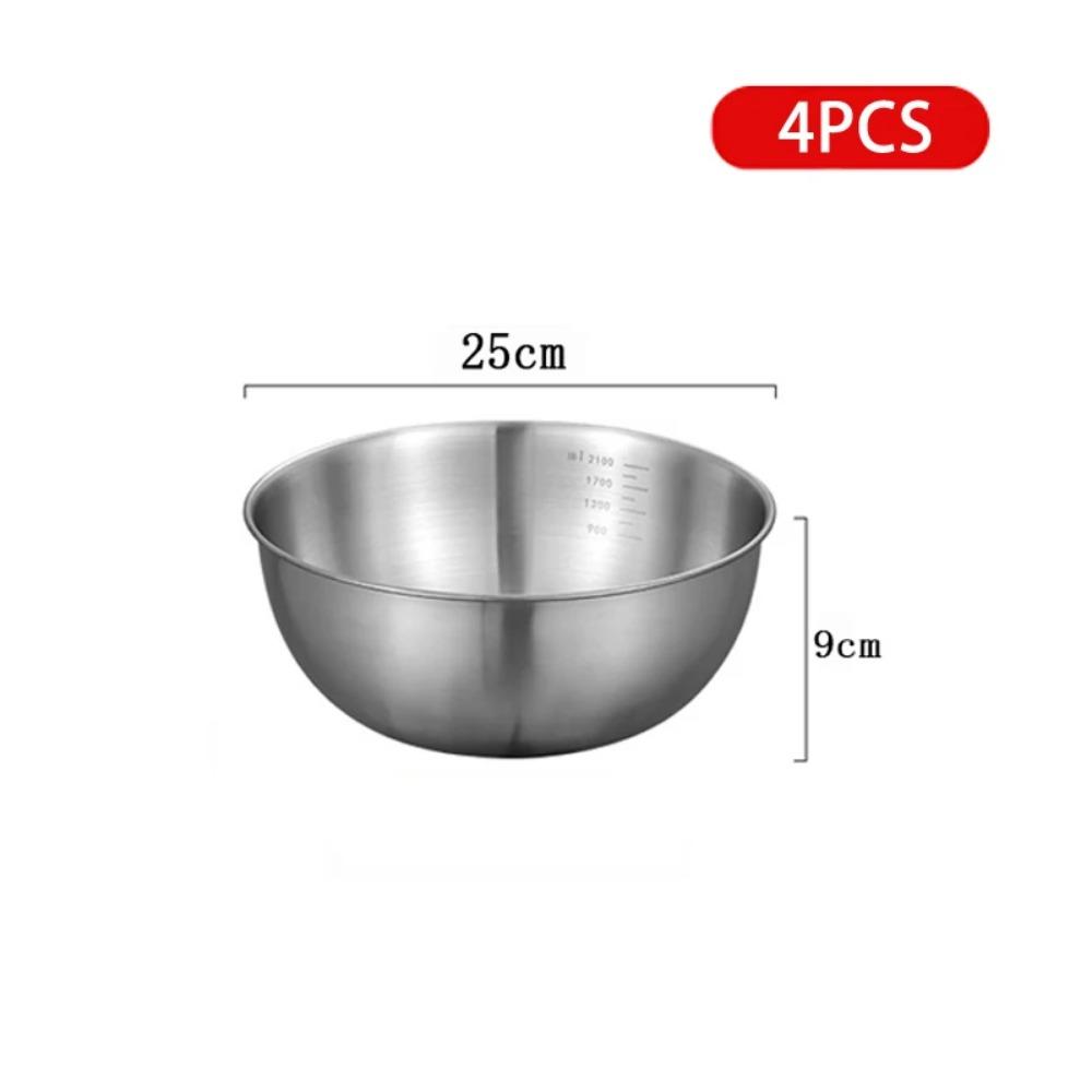 Kitchen Stainless Steel Bowl Korean Ramen Bowl Fruit Salad Bowl Mixing Bowl with Scale