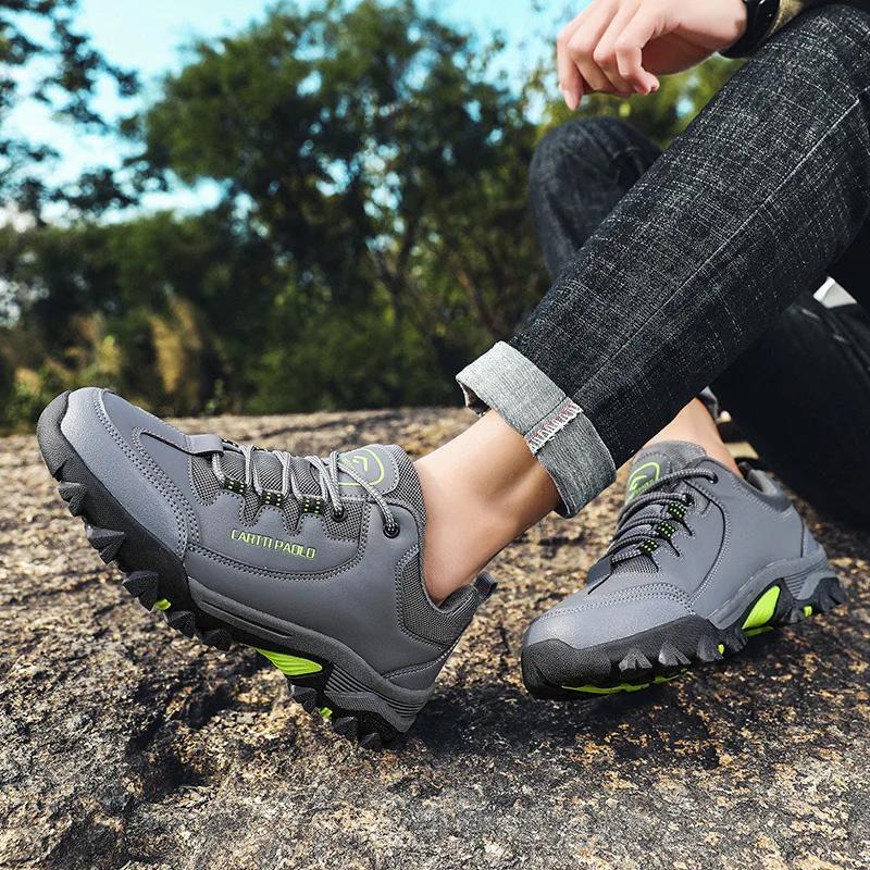 Hot Sale Fashion Brown Trekking Sneakers Men Breathable Mens Hiking Shoes Big Size 46 Anti-slip Travel Sports Shoes Men Trainers