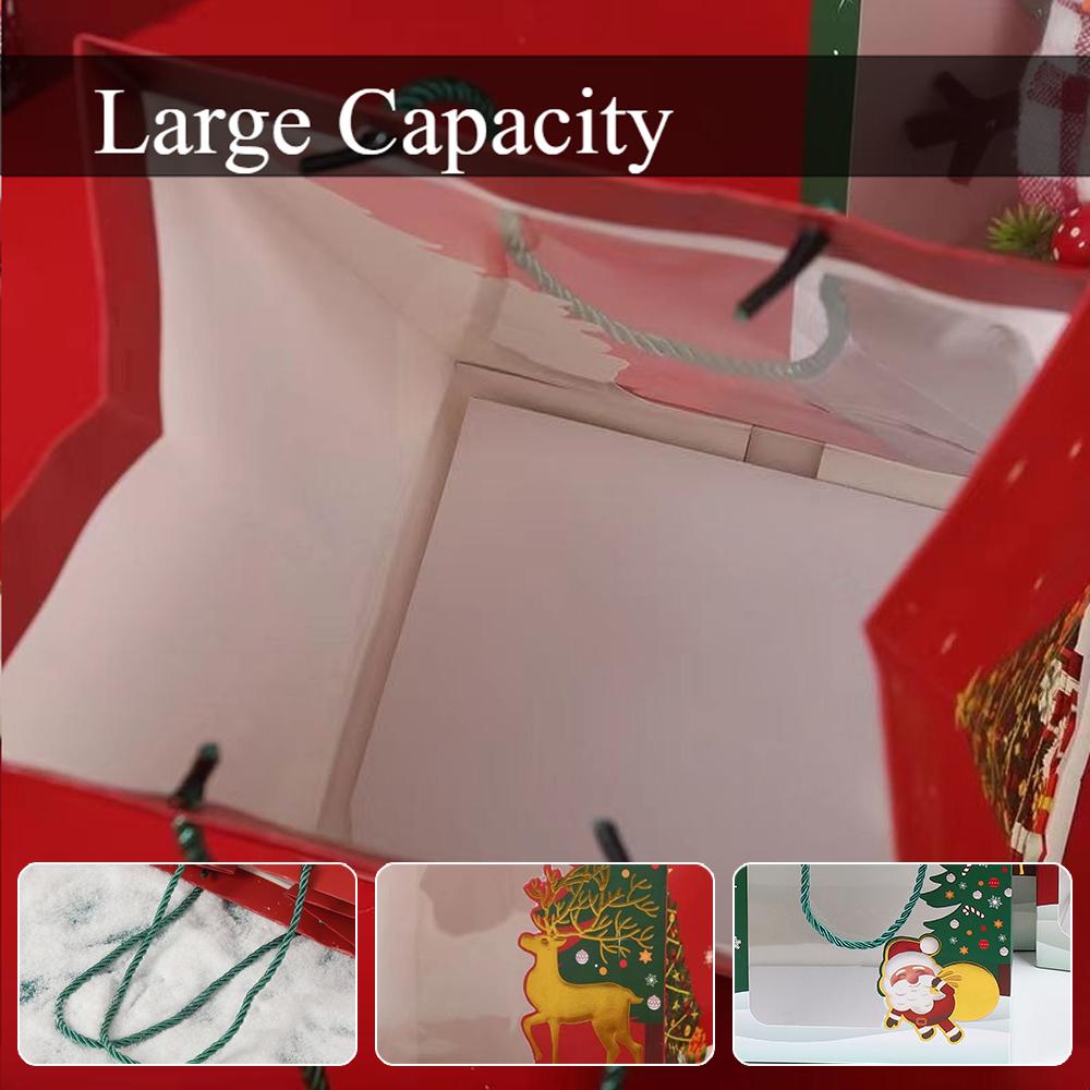 Sacs Cadeaux Fenêtre Transparente Noël Dorure à Chaud Sac Cadeau Porté à la Main pour Nuit Paisible Emballage Cadeau Xmas Adornos Navidad 2026