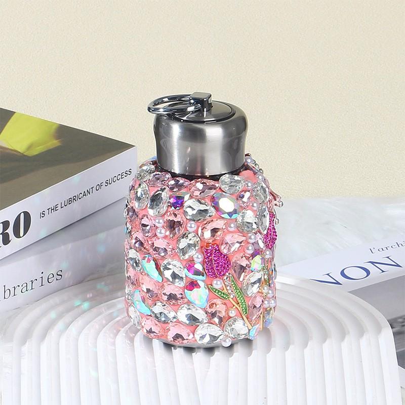Stainless Steel Insulated Tumbler With Crystal Rhinestones - Trendy Large Capacity Car Cup Office Travel
