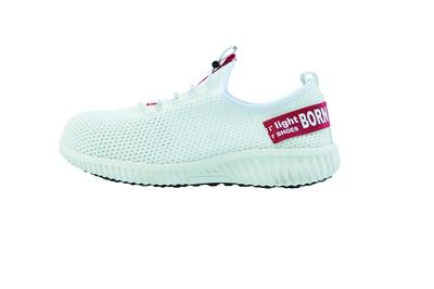 Xebec Safety Work Shoes 85412, Mesh, Breathable, Shock-Absorbing, Lightweight, Slip-On, Anti-Moisture, Elastic Laces, White, Size 23.0 Cm