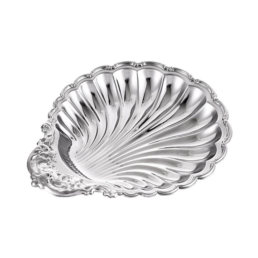 

Vintage Dessert Plate Silver Color Shell Shaped Dish Minimalist Jewelry Storage Tray Photo Props серебряный