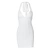 Autumn Women's Sexy Deep V Slim Halter Neck Bag Hip Short Dress