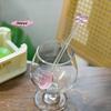 M-Pink Bow Glass Coffee Spoon Long-Handled Dessert/Milk Tea Stirring Spoon Heat-Resistant Teaspoon Household Kitchen Tool
