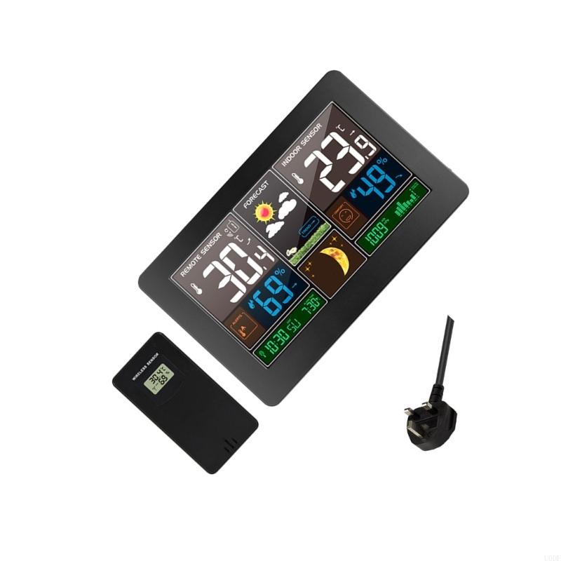 Color LCD Display Weather Clock Featuring Radio Sync Realtime Indoor and Outdoor Temperature Humidness Monitoring Easy to Use