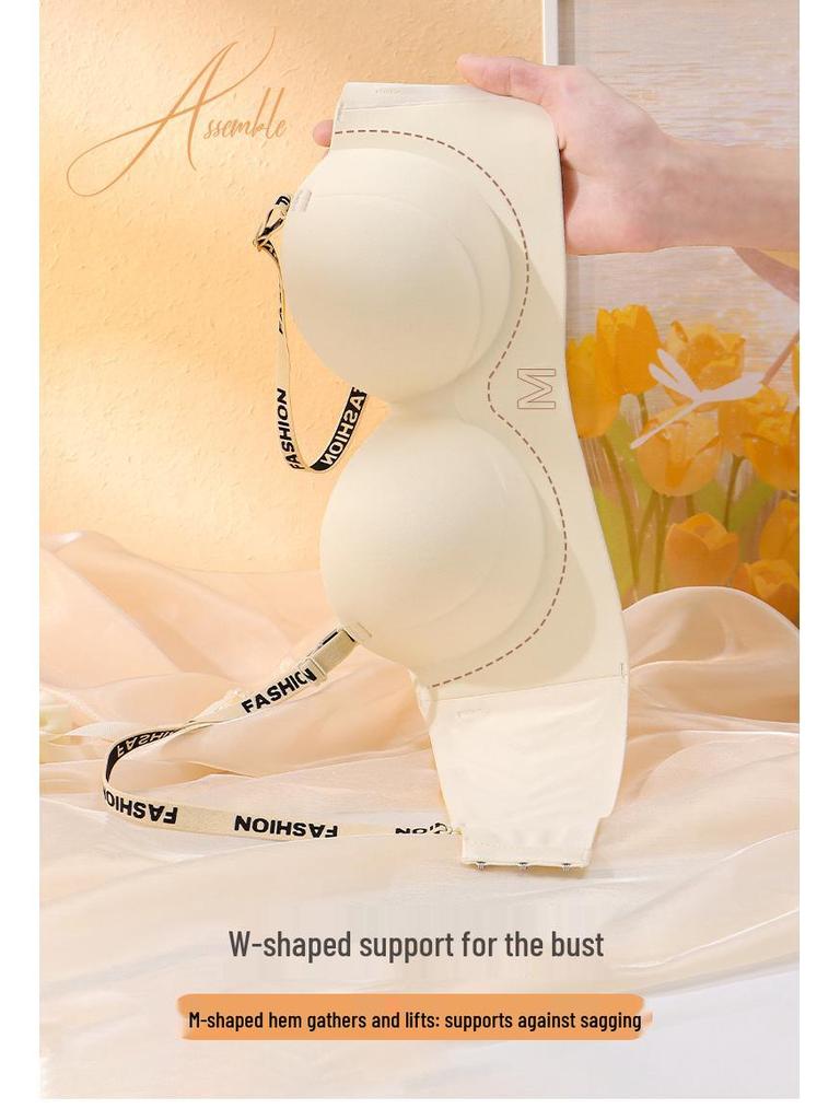 Strapless Non-Slip Seamless Half-Cup Bra for Women with Small Busts