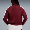 PUMA T7 Versatile Casual Color-Block Stand Collar Knit Full-Zip Short Jacket With Small Logo, Women's, Wine Red