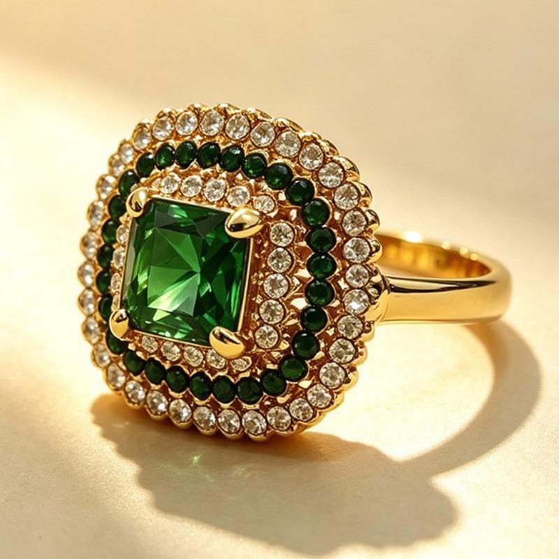 Emerald Gold Topaz Ring Fashion Accessories No. 5