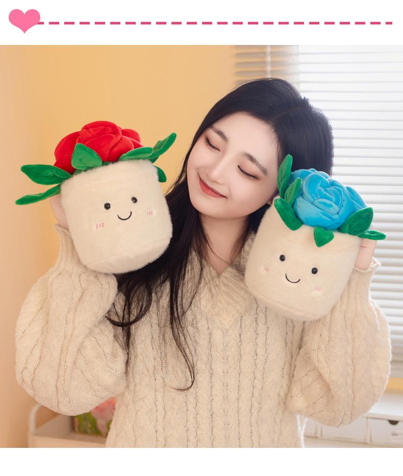 Cartoon Rose Plush Toy Couple Desktop Ornament - Valentine's Day Gift
