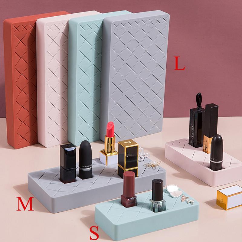 Cosmetic Makeup Storage Box Desktop Organizer Box Silicone Multi Grids Eyebrow Pencil Display Brush Lipstick Storage Rack Holder