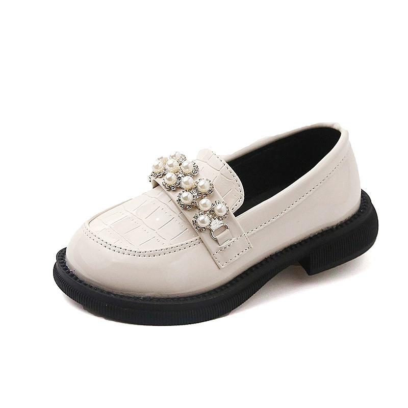 Kids PU Leather Shoes Korean Fashion Girls Pearl Casual Princess Shoes Little Girl Soft-soled Leather Shoes