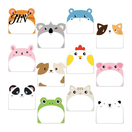 Paper Memo Pads 12Pcs/Set Cartoon Animal Self-Stick Note, 30 Sheets/Pad Self-adhesive Note Pad, Cat Pattern Notes Super Sticking Power Post