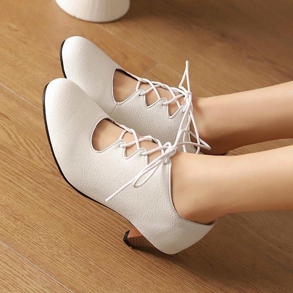 Escarpins à talons hauts pour femmes, blancs et noirs, petites et grandes tailles, 32 et 50