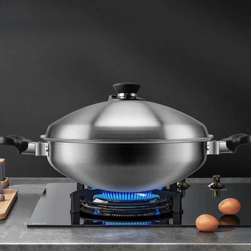 304 Stainless Steel Wok Waterless Hot Pot Pig's Trotter Pot Household Chinese Style Wok Pots and Pans Kitchen Cookware