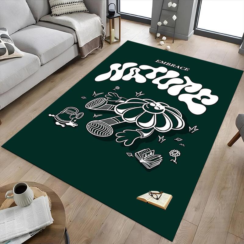 1pc EMBRACE NATURE Home Office, Durable Polyester Floor Mat with Easy, Office Decor, Urban Style, Nonslip Backing