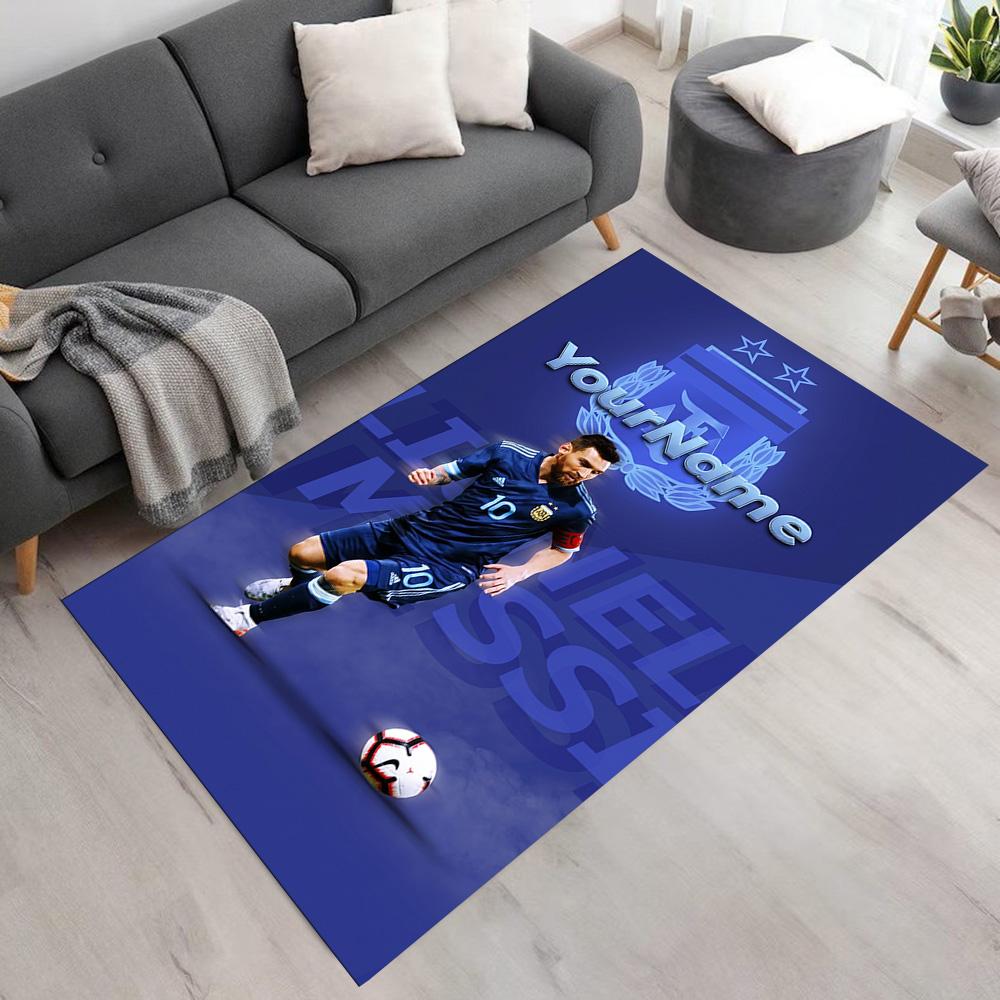 Messi Personalized Name Carpet Suitable for Game Room Balcony Foyer Decorate Room Antislip Carpet Anime Office Decor Perfect Gift for Friends & Family