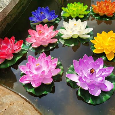 Floating Artificial Lotus Flowers with Lotus Leaf Realistic Faux Pond Plants Ornament for Lake Pool Aquarium Water Decoration