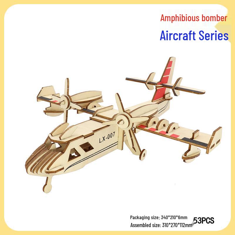 Handmade 3D Wooden Military Tank Model Puzzle for Children