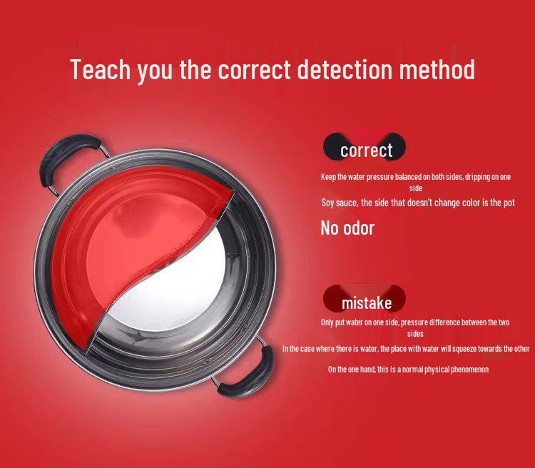 Yin-Yang Verdickter Edelstahl Hot Pot mit Deckel - Klare Suppe Shabu-Shabu Flachboden-Design, Kompatibel mit Gewerbeinduktionskochfeldern