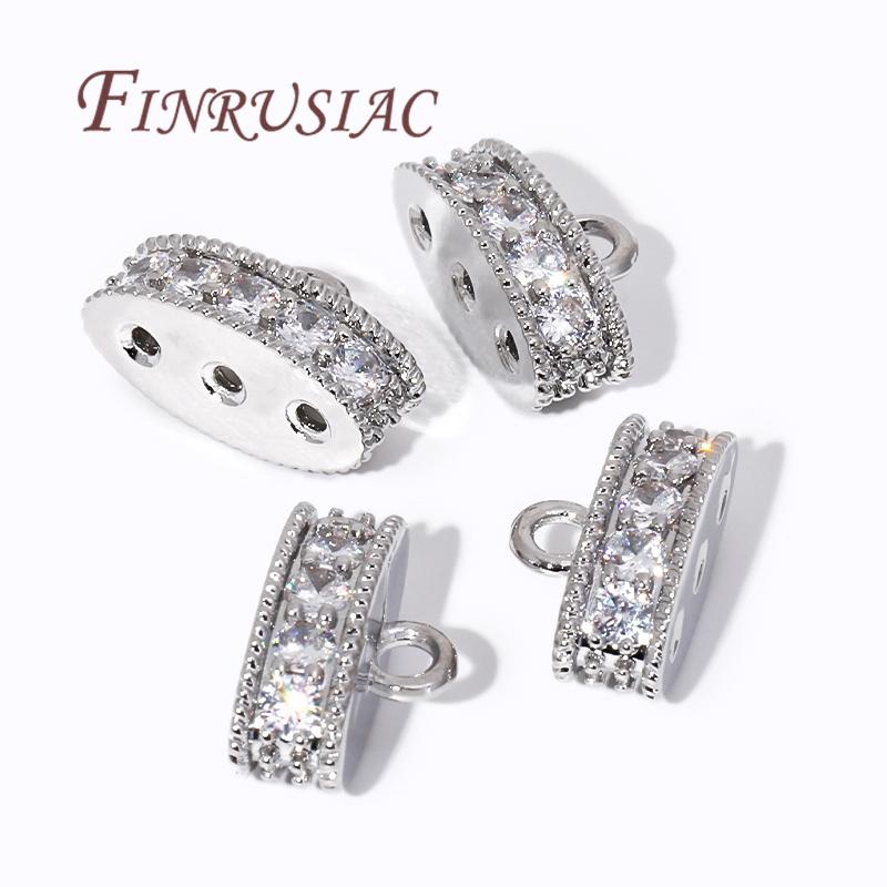 Rhodium Plated Jewelry Connectors 18K Gold Plated Bracelet End Connector,3-Strand Connector For DIY Jewelry Making Supplies