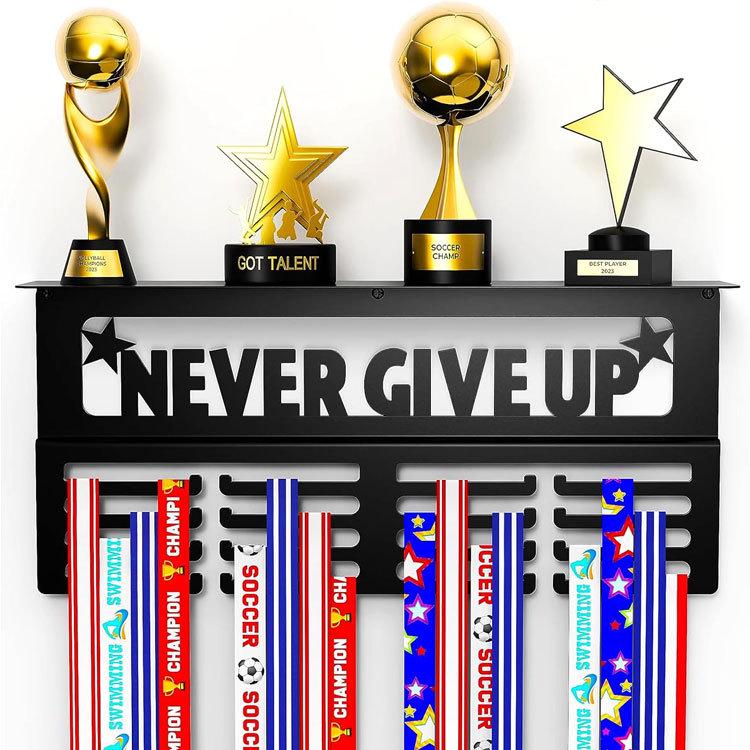 Custom Iron Medal Display Never Give Up Stand