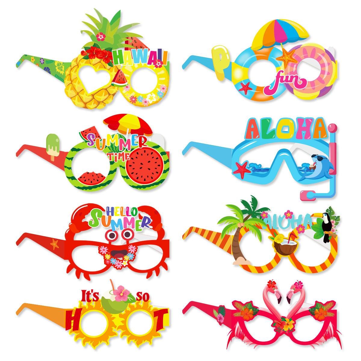 Tropical Party Accessories Flower Garland Leis Luau Photo Props & Novelty Sunglasse for Aloha Party Tropical Birthday Decoration