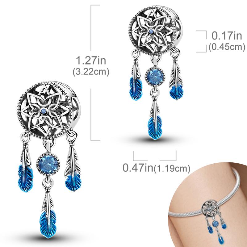 Copper Pendant Charms Feather Dreamcatcher Charm Bead For Original Charm Bracelet Necklace Bead Diy Jewelry Gift