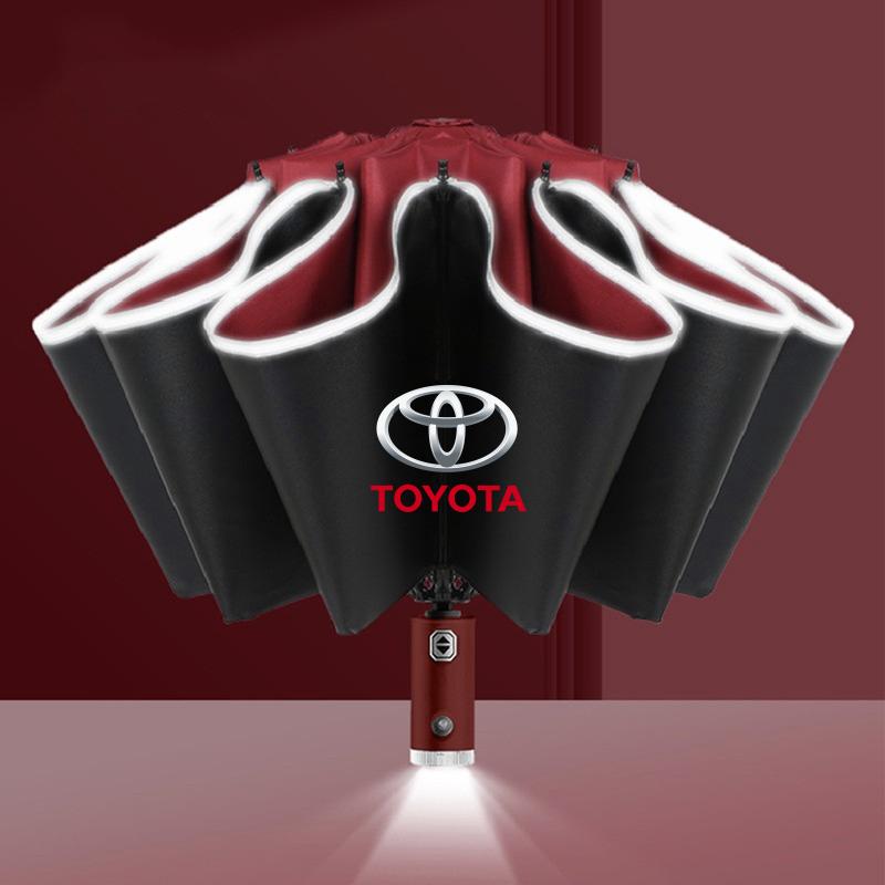 Car Sticker Car Reverse Folding Umbrella LED Flashlight Reflective Stripe Umbrella For toyota camry chr corolla rav4 yaris prius