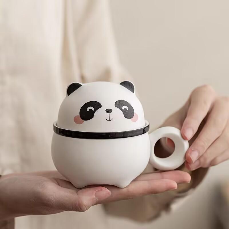 Guochao Panda Tea Cup Tea Separation Cup Ceramic Filter Water Cup With Lid Special Personal