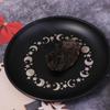 5.5 Inch Decorative Jewelry Dish Round Stainless Steel Crystal Stone Storage Tray Black Meditation Altar Tray Food