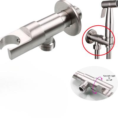 304 Stainless Steel Faucet Angle Valve with Holder Water Stop Valve Switch for Shower Water Control Bathroom Accessories