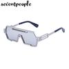 Steampunk Sunglasses Men  New Fashion Square Sun Glasses For Male Metal One-Piece Punk Sunglass Trendy Rectangular shades