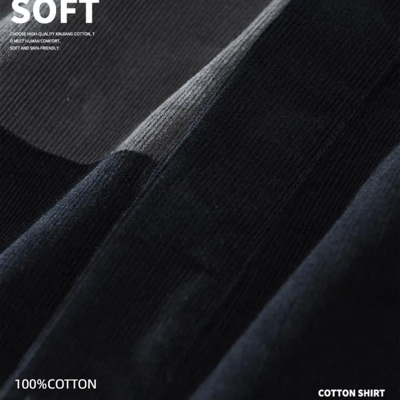 Spring/autumn Corduroy Long Sleeve Shirts for Men Youth Street Style Trending Loose Shirt Pure Cotton Patchwork Shirt Casual Top