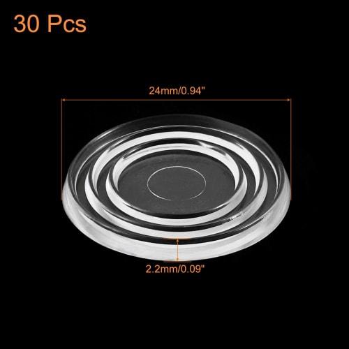 Uxcell Round Clear Rubber Non-Slip Glass Table Top Bumpers, Non-Adhesive, for Glass Tabletops, 24mm Diameter, 30 Pieces