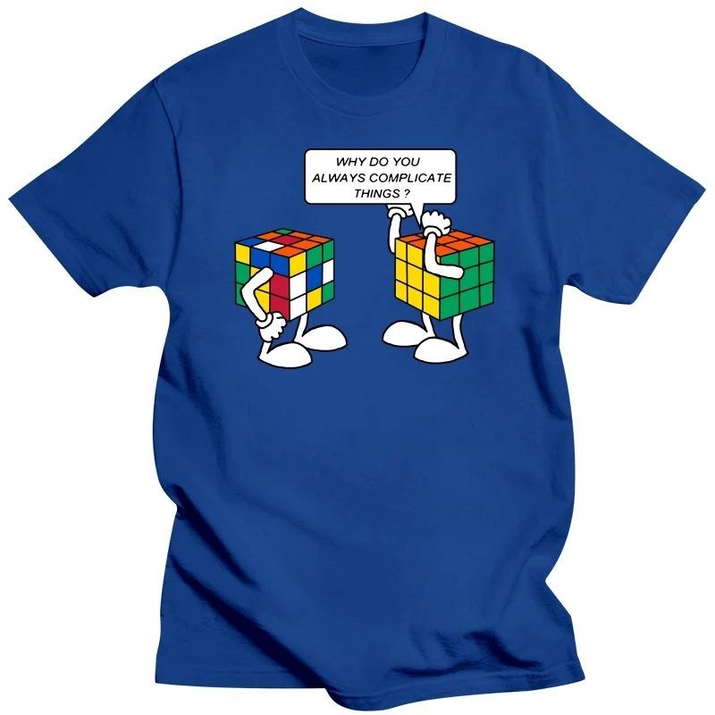 

Мужская футболка 100% хлопок Интересный принт кубика Рубика Летняя повседневная крутая свободная футболка с круглым вырезом Мужские топы