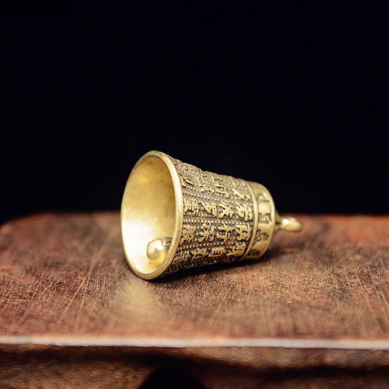 1PC Bronze Artesanato Fundição Escritura Sino Botão Carro Sino de Vento Sino de Bronze Tibetano Presente Criativo Decoração de Casa Pingente
