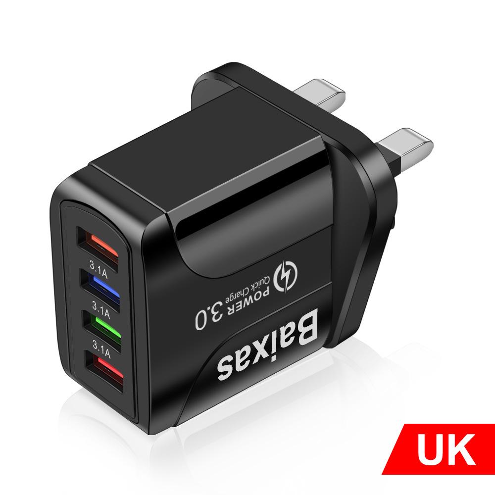 Colorful 4-Port USB Travel Charger, 5V/2.4A Fast Charging, New Model, Australian Standard