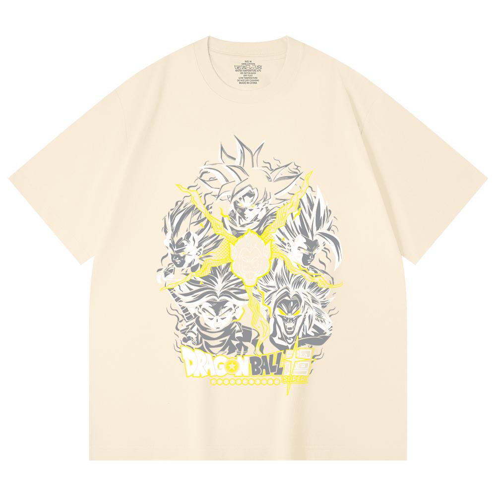230 Gsm 100% Cotton Dragon Ball V49 Super Saiyan Print Unisex Heavy Cotton T Shirt