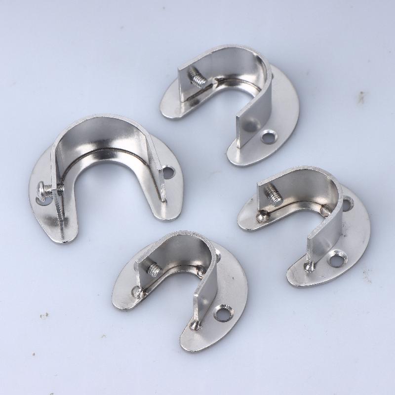 1/2Pcs Curtain Rod Tube Hook Fixed Support Bracket Seat Stainless Steel Flange Seat Wardrobe Hanger Rod Fixing Hardware Parts