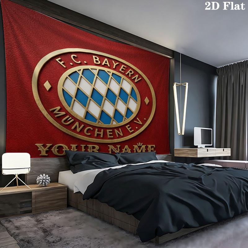 FC Bayern Munchen Custom Name Wall Tapestry Aesthetic Wall Hanging Printed Fabric Blanket Decorative Tapestries for Bedroom Living Room Home Decor